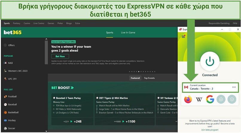 Graphic showing ExpressVPN with Bet365